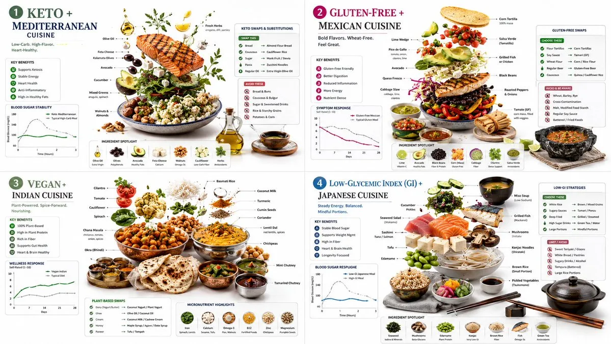 Diet-Specific Cuisine Infographics Grid