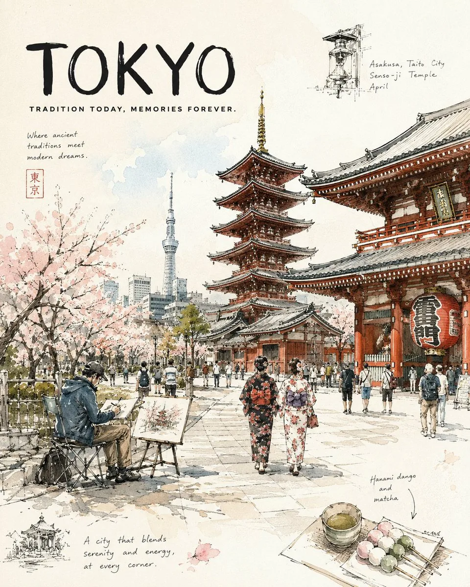 Tokyo Travel Journal Poster