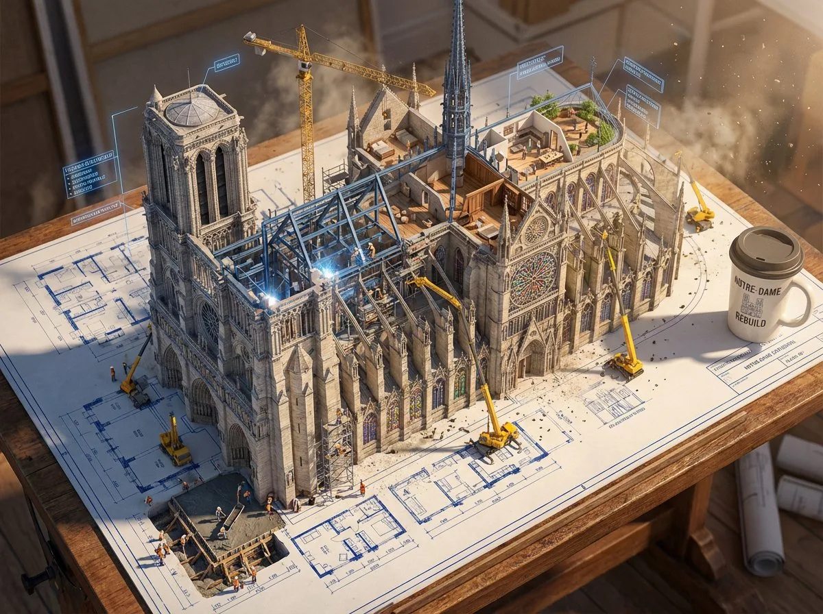 Blueprint to Building: Notre-Dame Reconstruction
