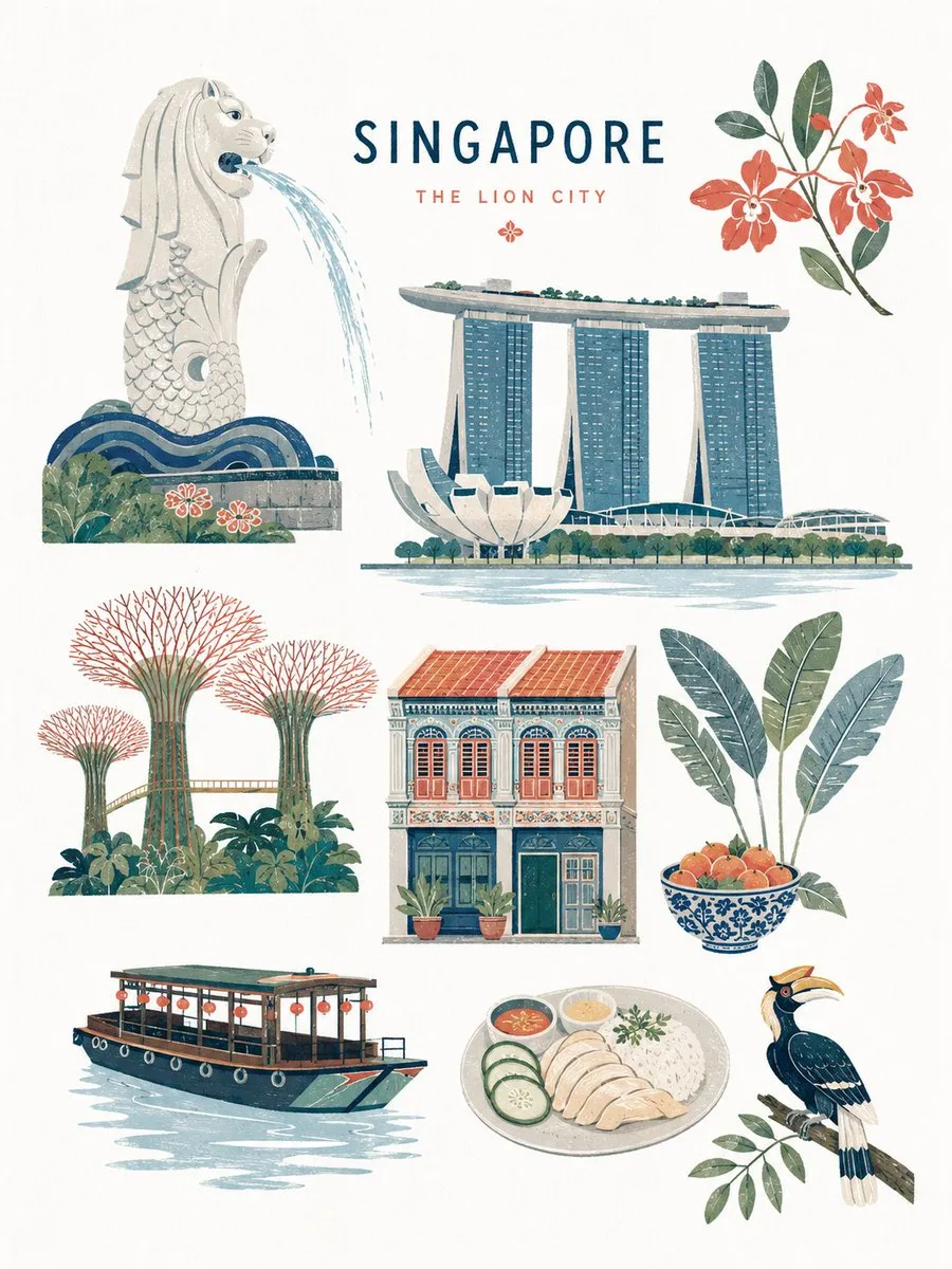 Singapore: The Lion City Editorial Map