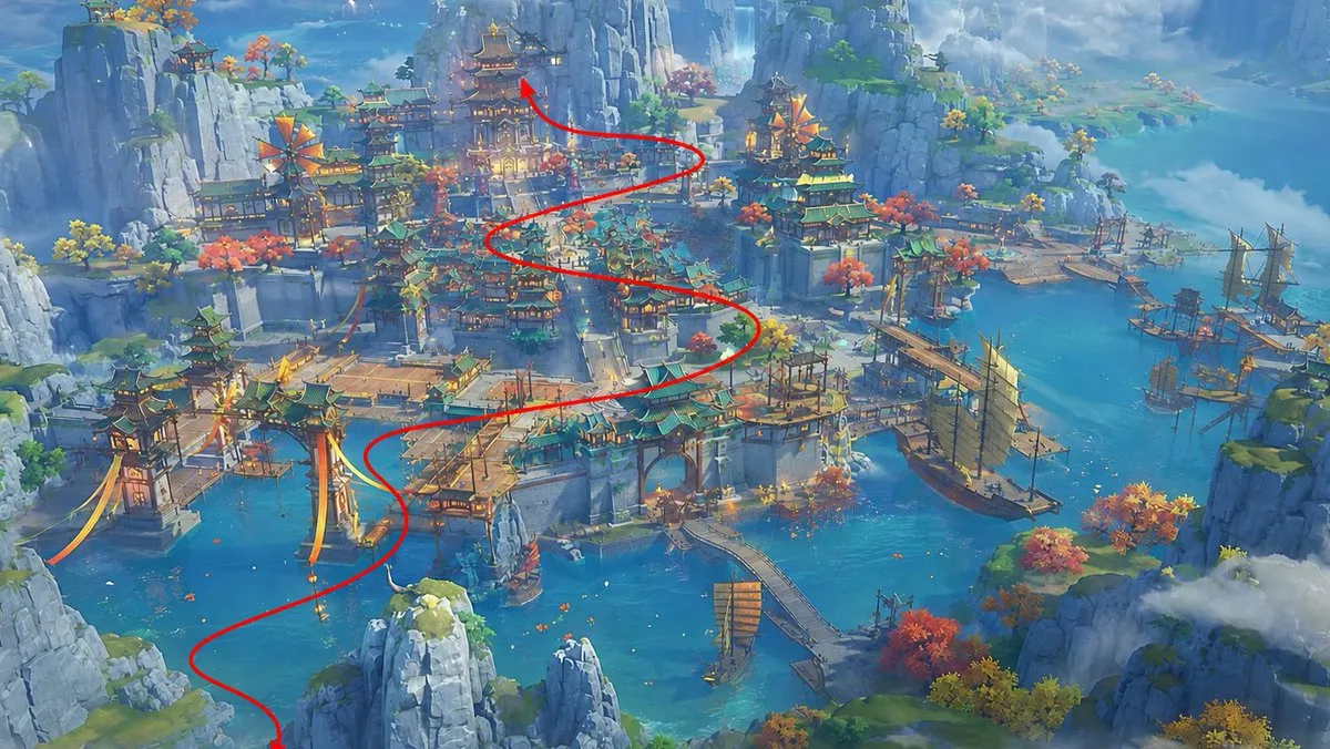 Fantasy City Aerial Route Map
