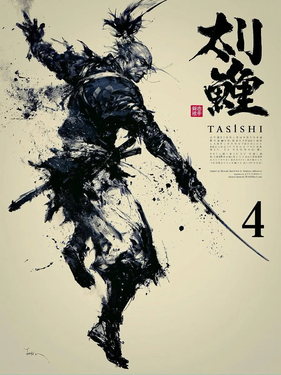 Sumi-e Samurai Warrior Poster