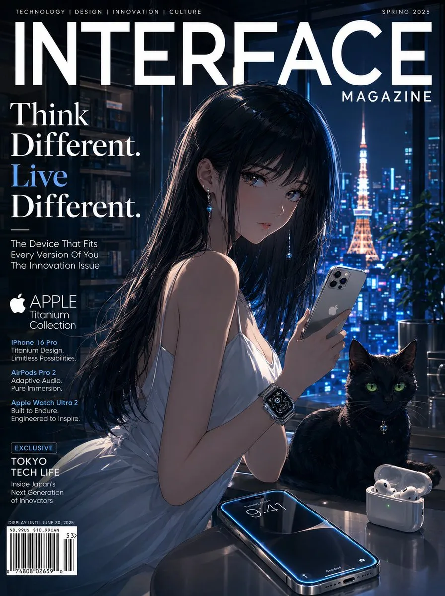 Anime Girl with iPhone 16 Pro in Tokyo Night