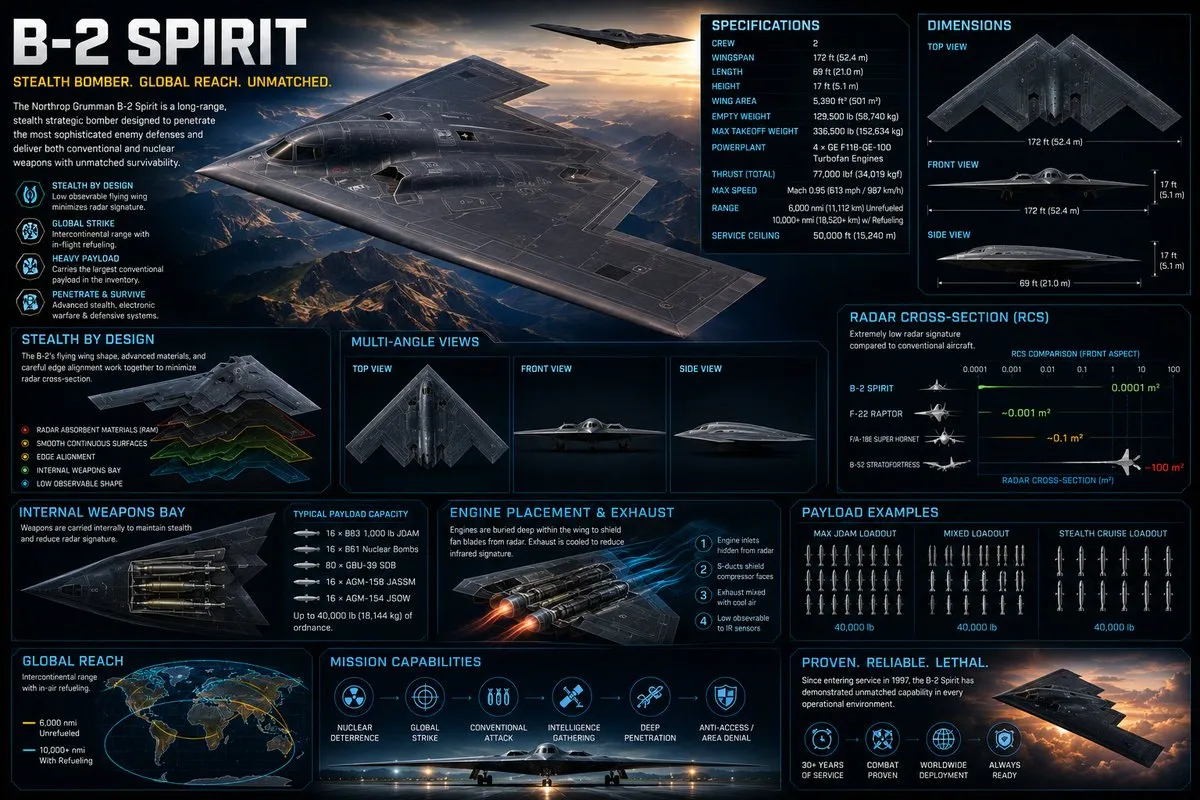 B-2 Spirit Stealth Bomber Infographic