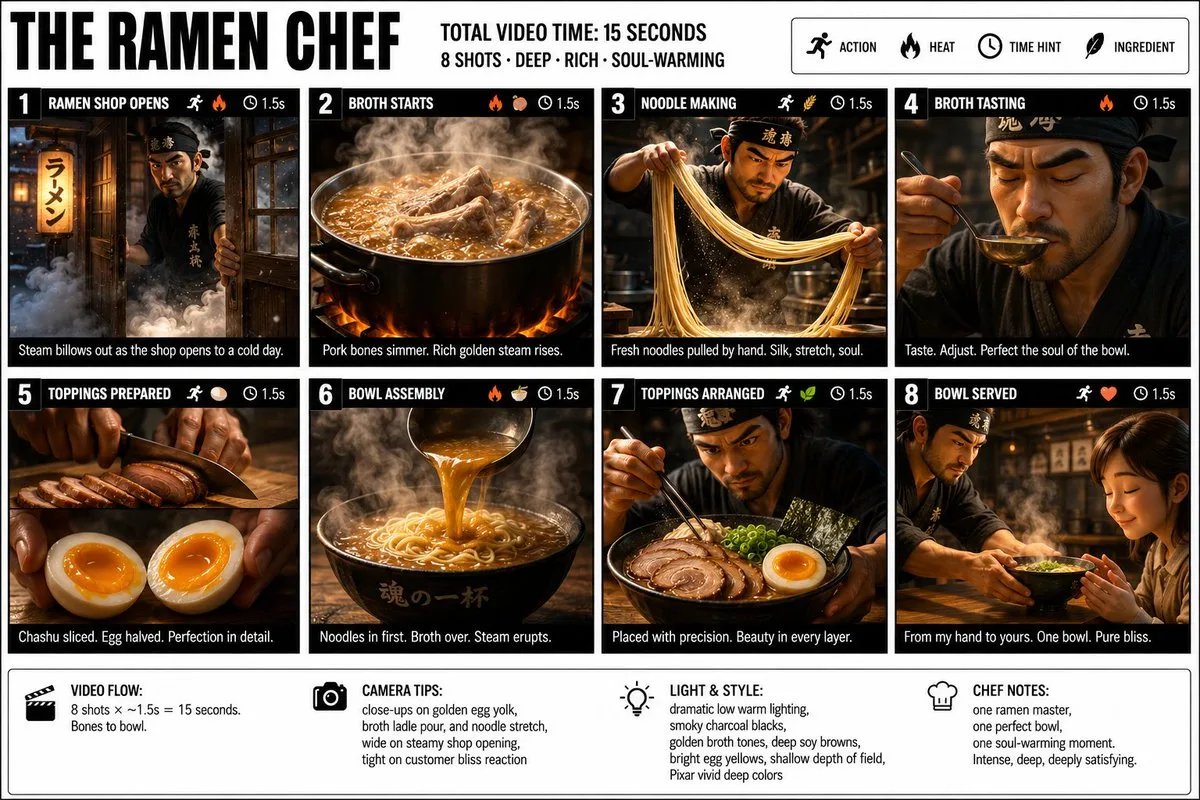 The Ramen Chef: 8-Shot Storyboard