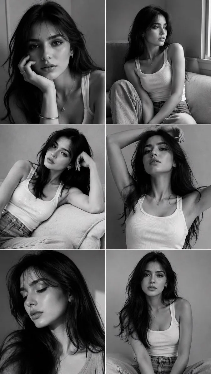 Monochrome Fashion Editorial Portrait Collage