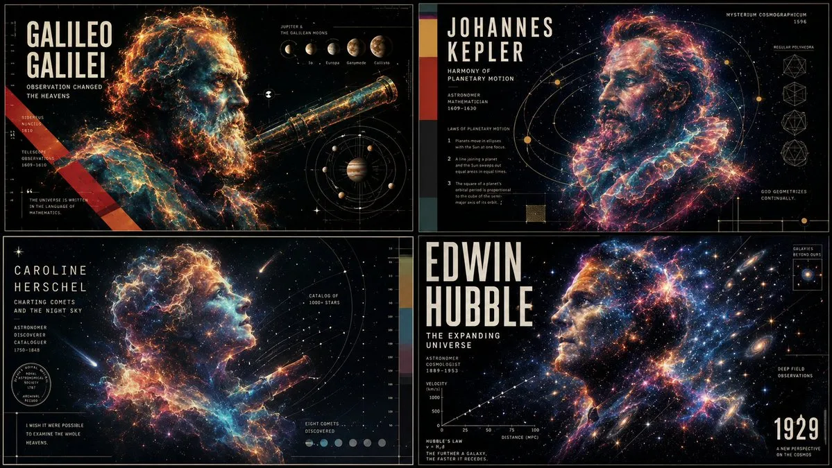 Ethereal Data Portraits: Famous Astronomers