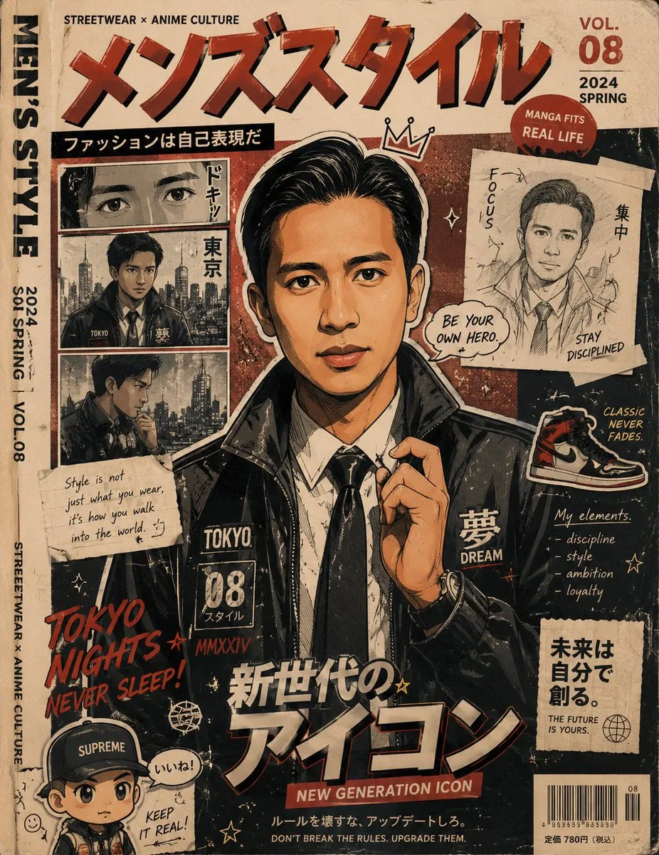 Vintage Anime Magazine Portrait Masterpiece