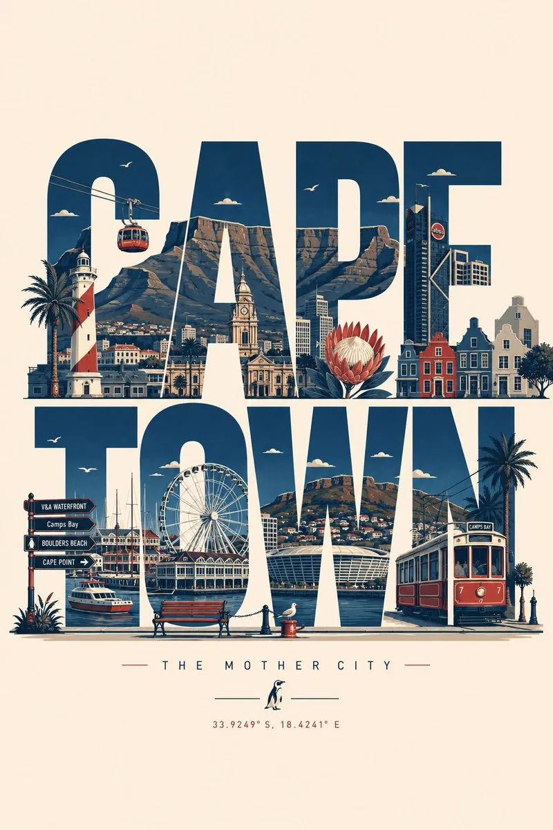 Cape Town Typographic Travel Poster