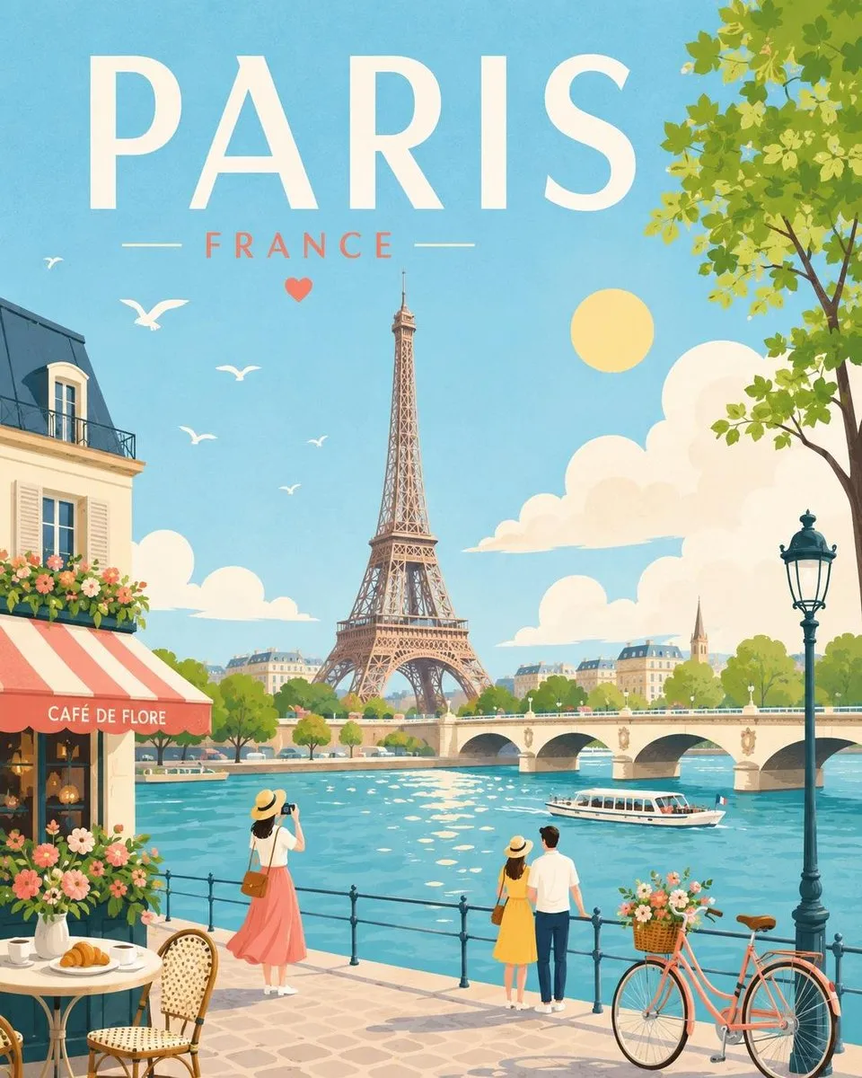Paris Travel Poster Illustration