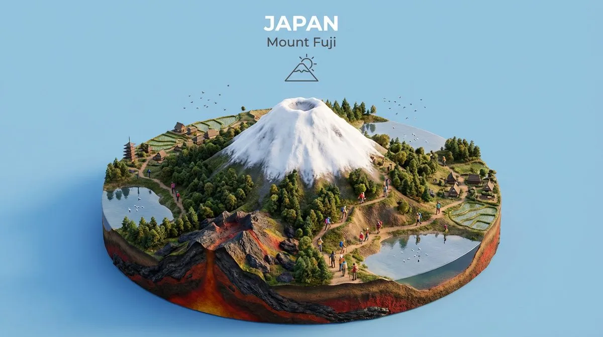 Mount Fuji Isometric Diorama