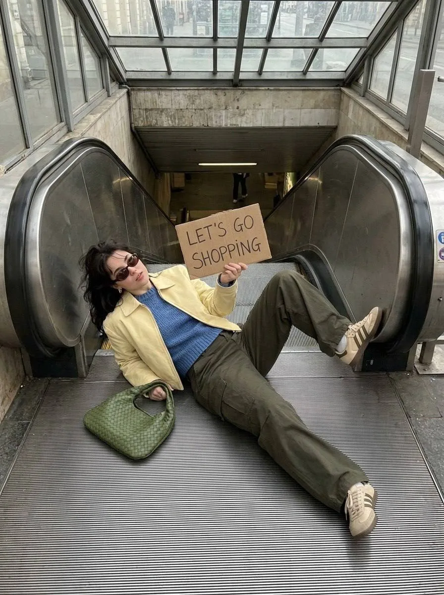 Fashion shoot on the escalator