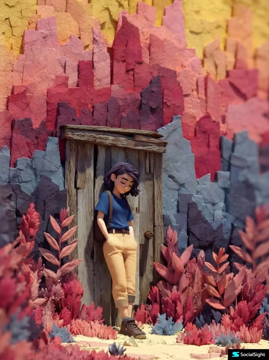 Pixar-Style Girl in Pastel Canyon Scene