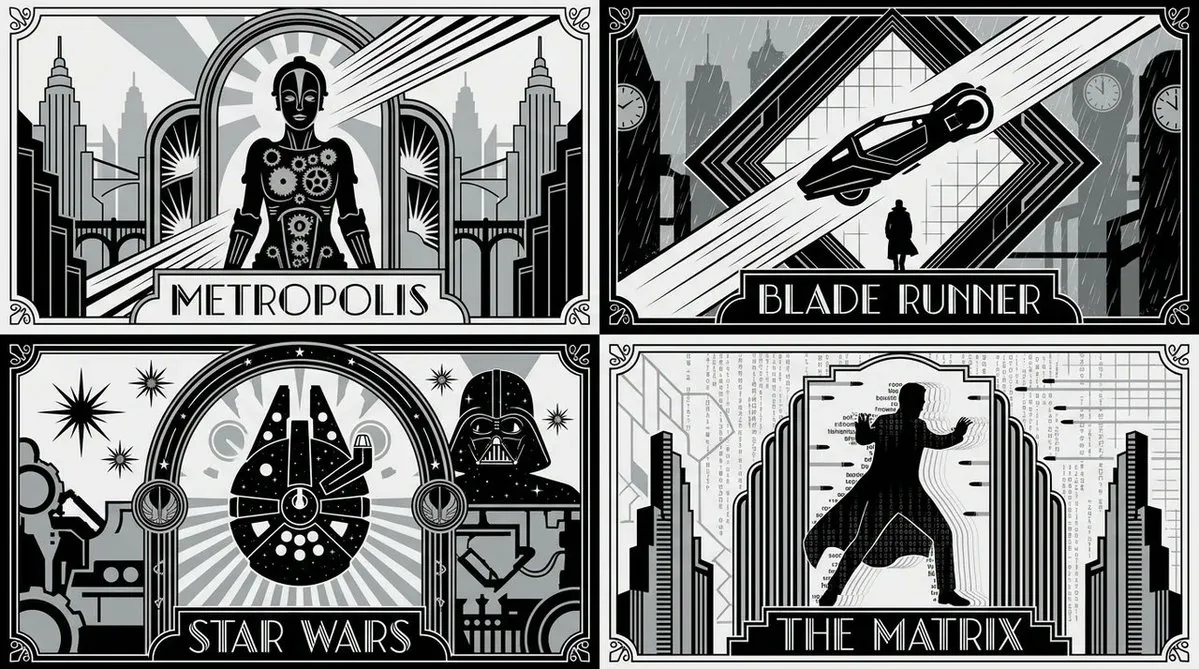 Sci-Fi Posters: Art Deco Hybrid Style