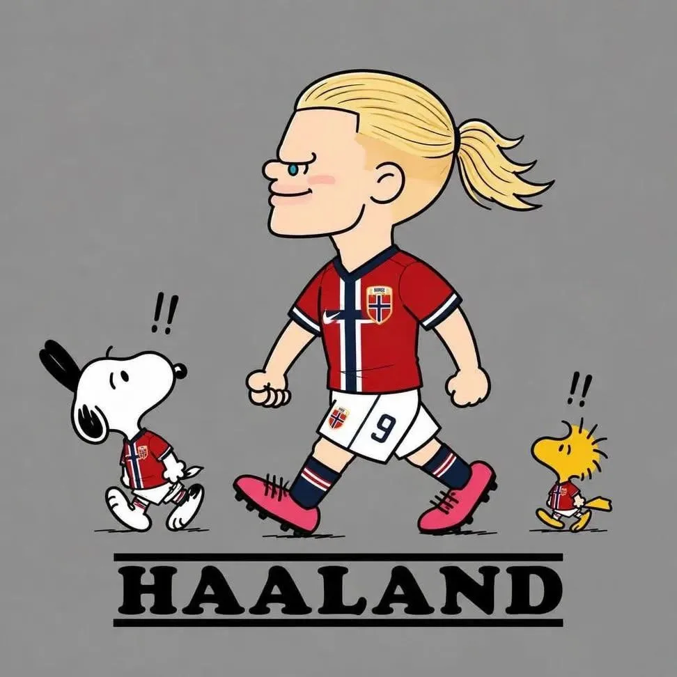 Haaland in Peanuts style with Snoopy
