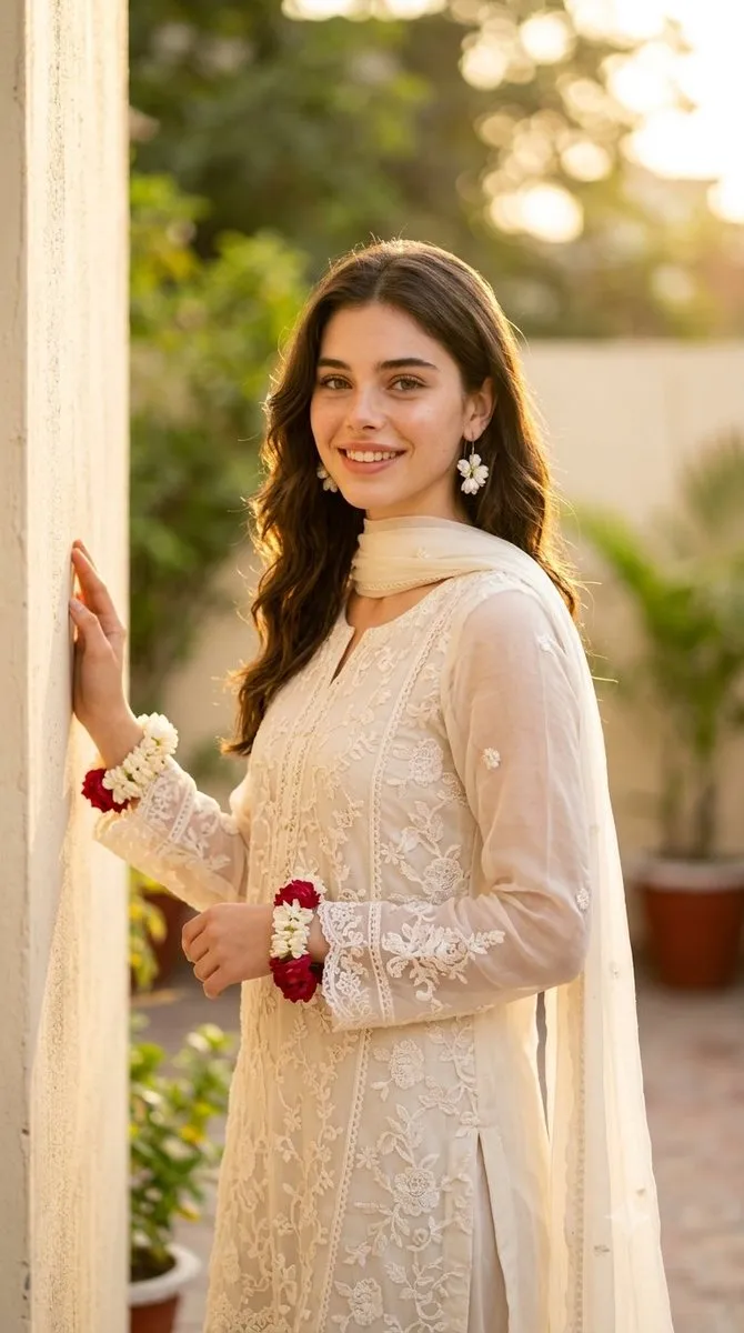 Golden Hour Portrait in Embroidered Salwar Kameez