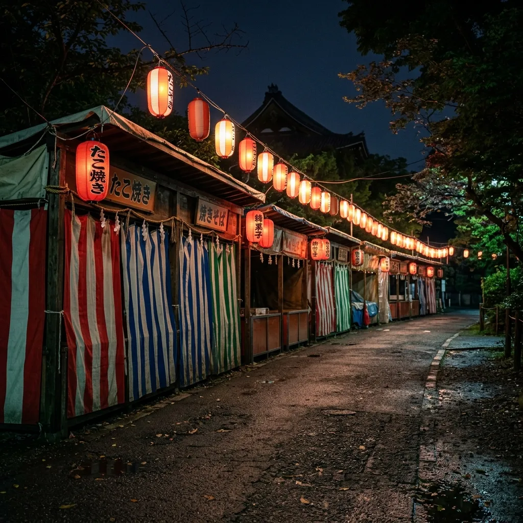 Empty Matsuri Stalls at Night