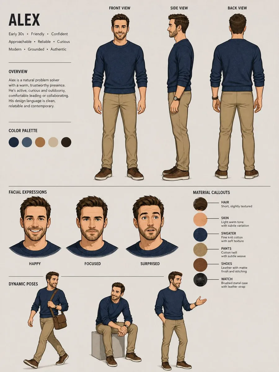 Professional Animation Character Sheet