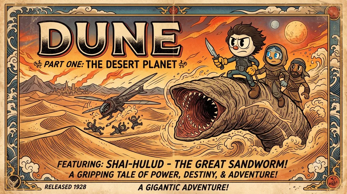 Dune in 1920s Vintage Cartoon Style