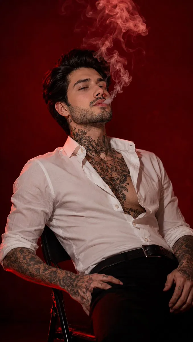 Cinematic Studio Portrait with Smoke