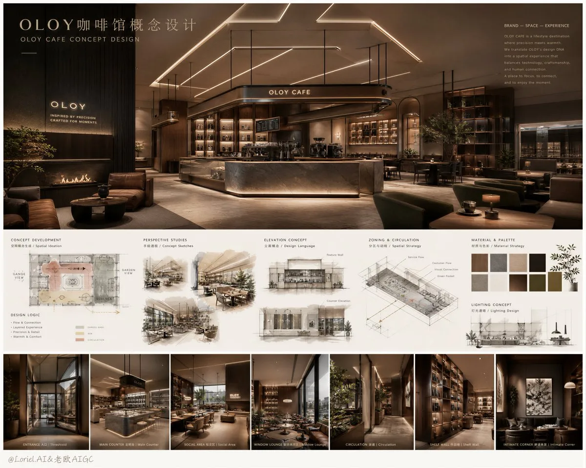 OLOY Cafe Concept Design Presentation Board