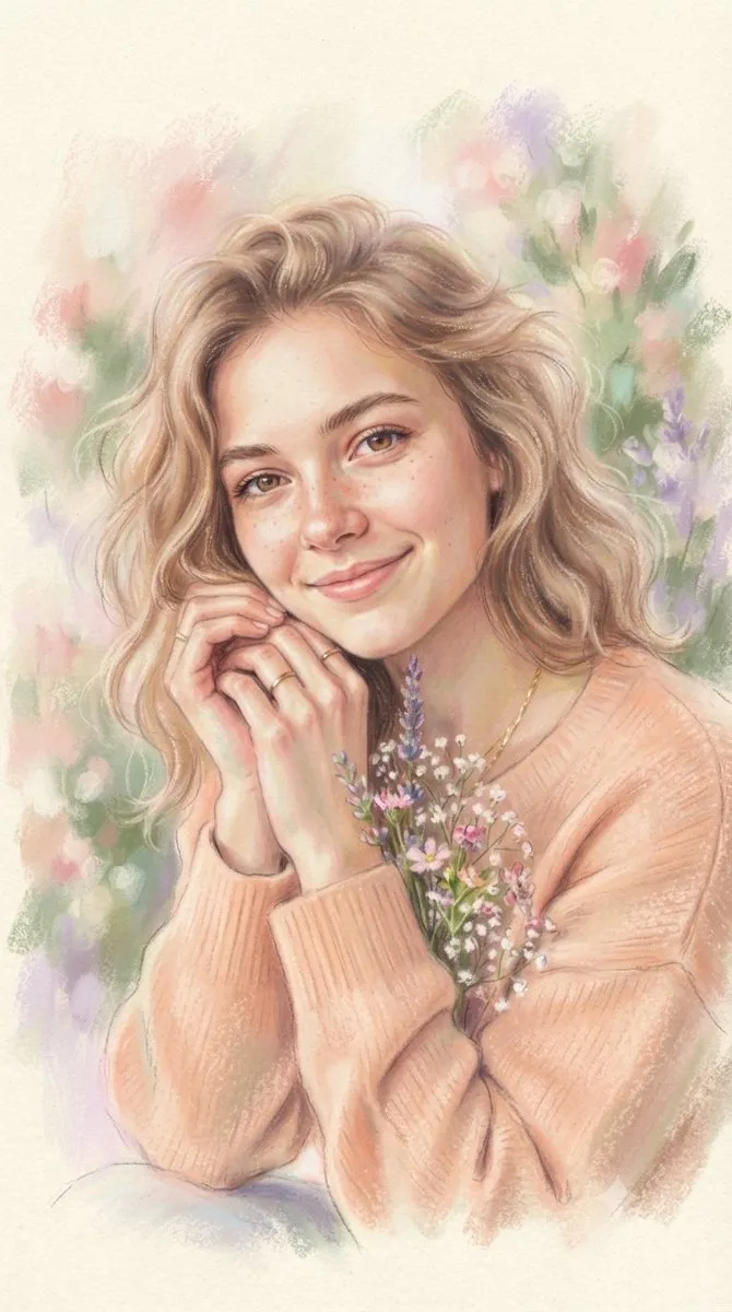 Gentle Portrait in Soft Pastels