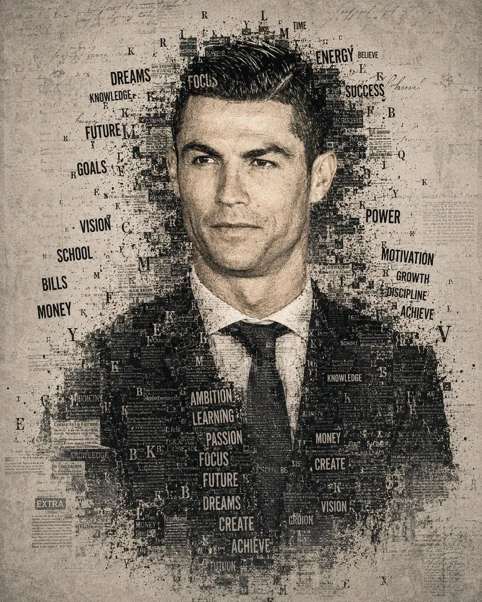 Typographic Portrait of Football Legend