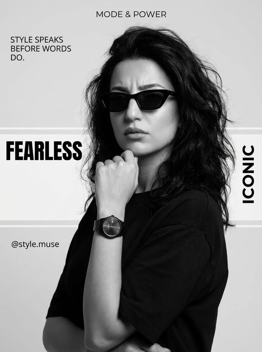 Fearless: Monochrome Fashion Editorial Poster