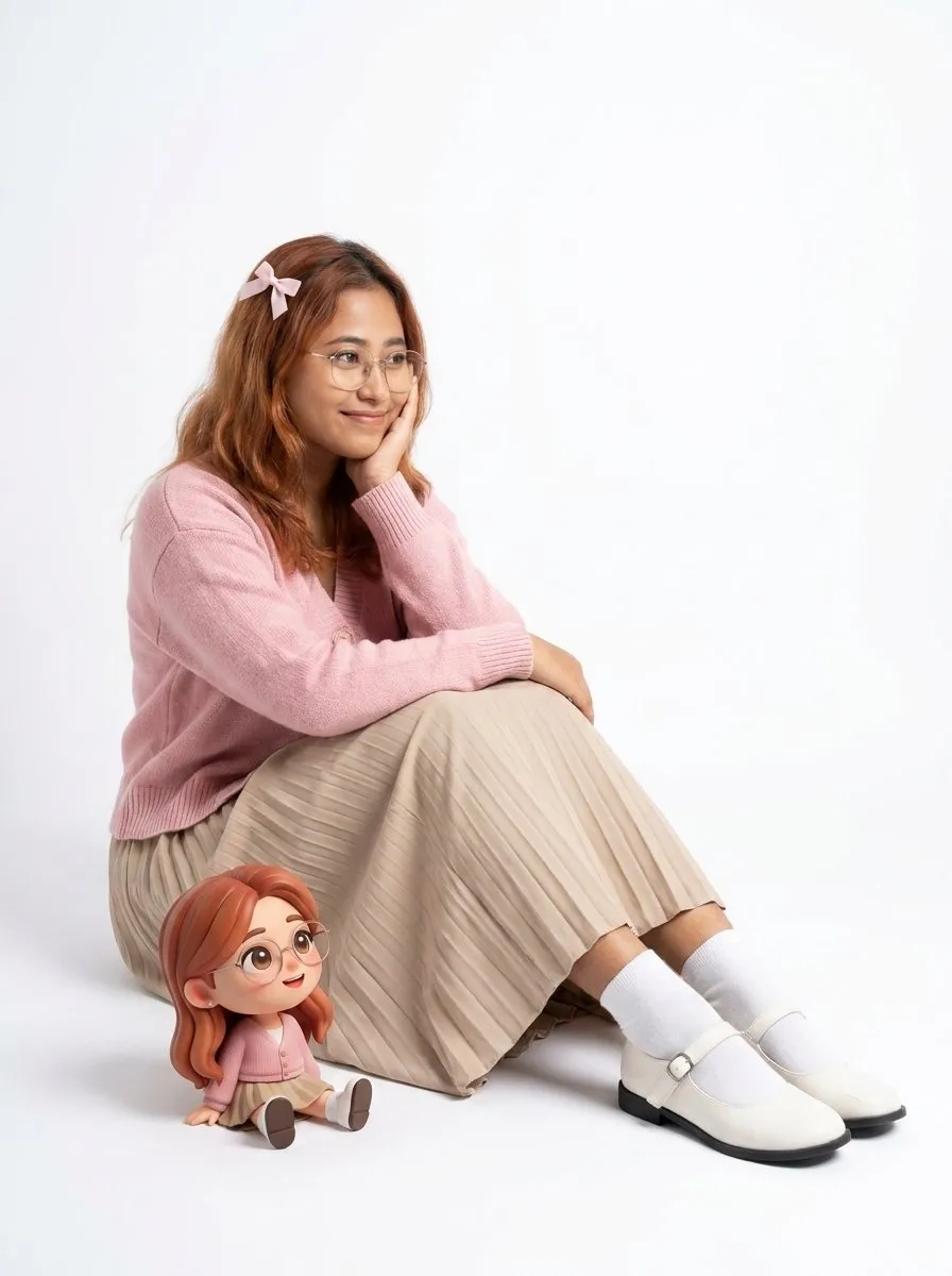 Studio Portrait with Chibi Doll Companion