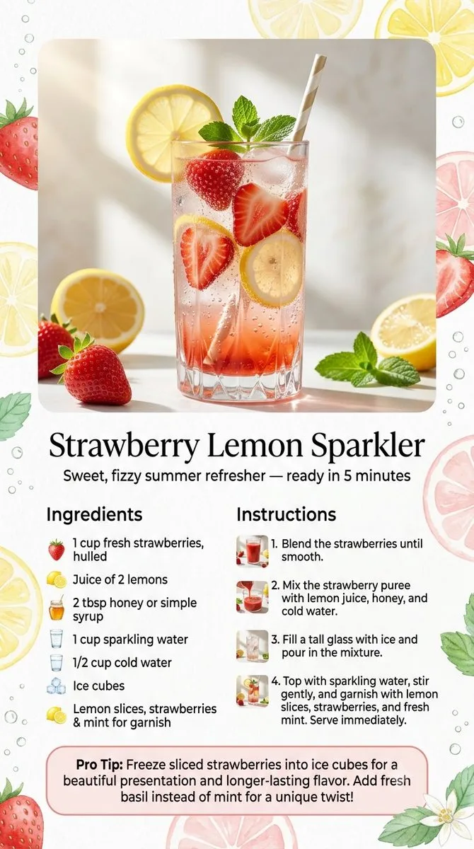 Strawberry Lemon Sparkler Summer Mocktail