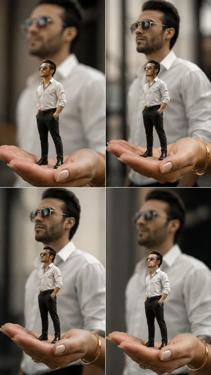 Hyper-realistic miniature figurine on palm