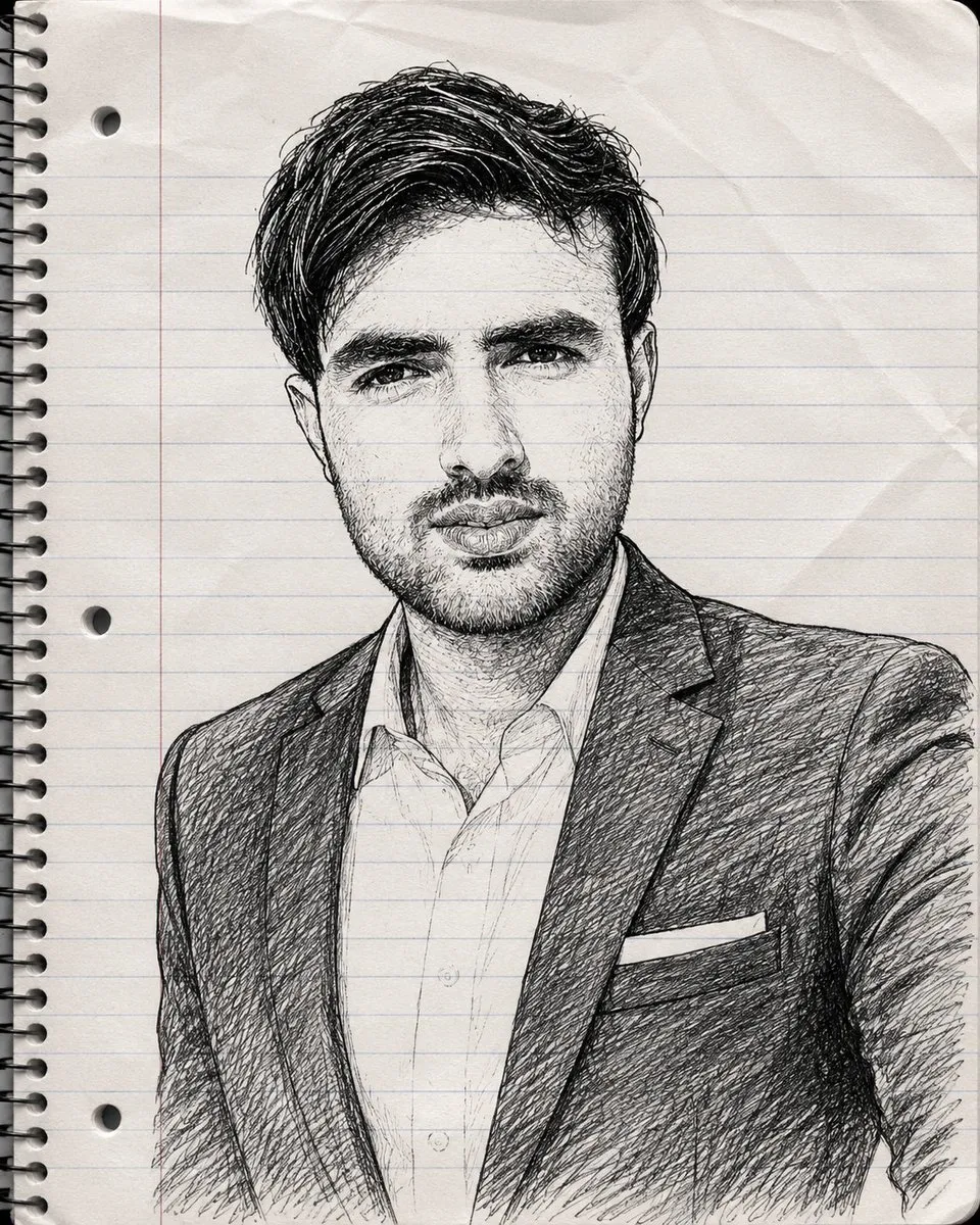 Notebook Paper Portrait Sketch