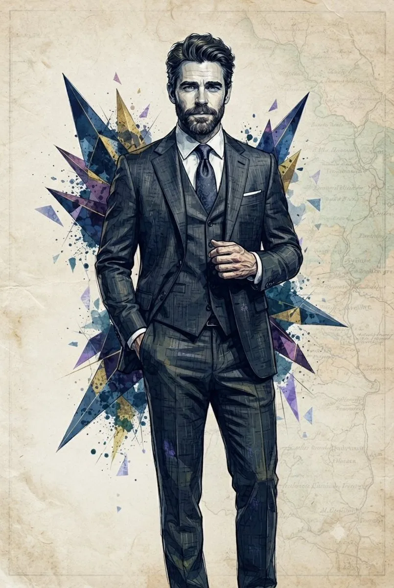Sophisticated Man in Pinstripe Suit