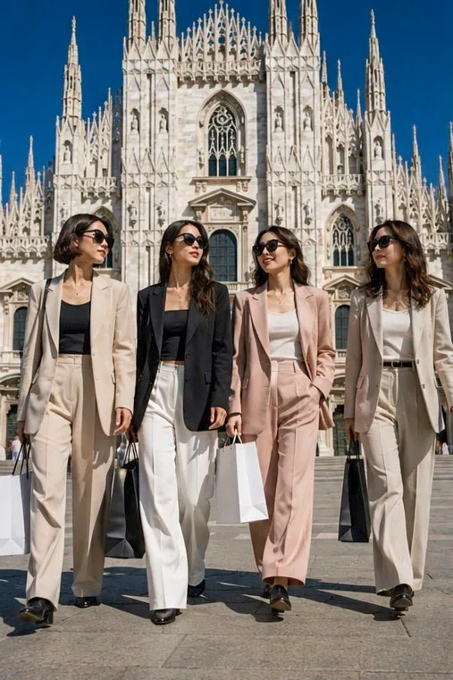 Milan Shopping Day: Four Women in Piazza del Duomo