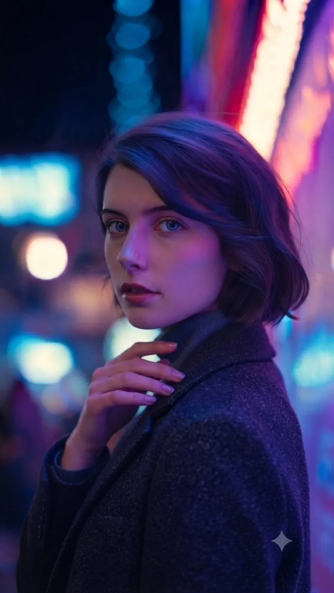 Neon-Lit Urban Portrait