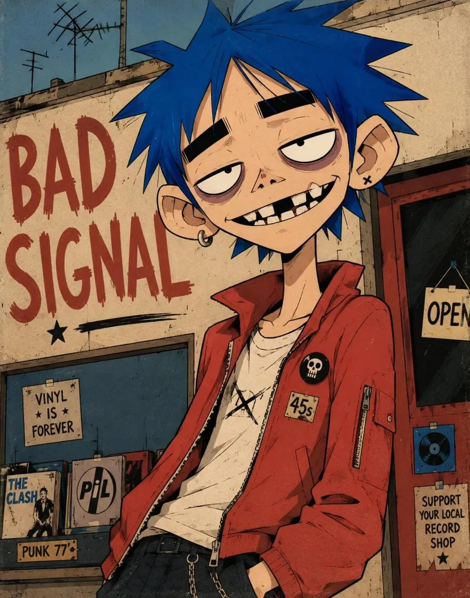 Punk Character in Record Shop