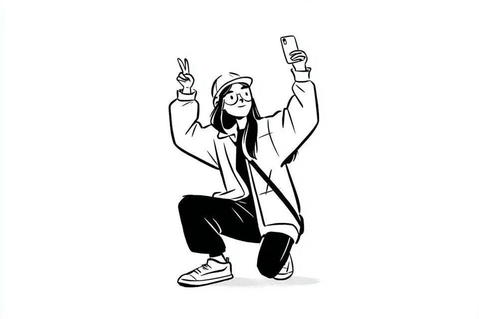 Minimalist Editorial Character with Phone
