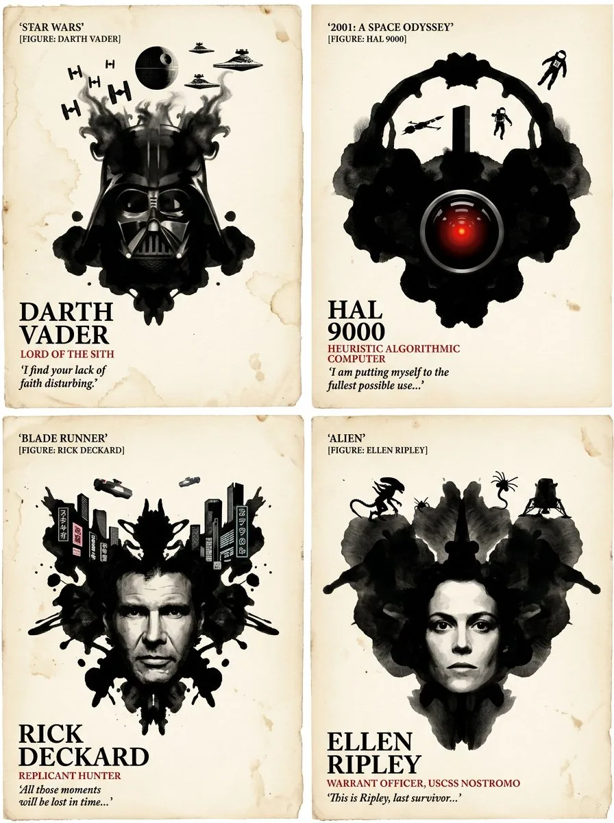 Sci-Fi Icons: Literary Double Exposure Grid