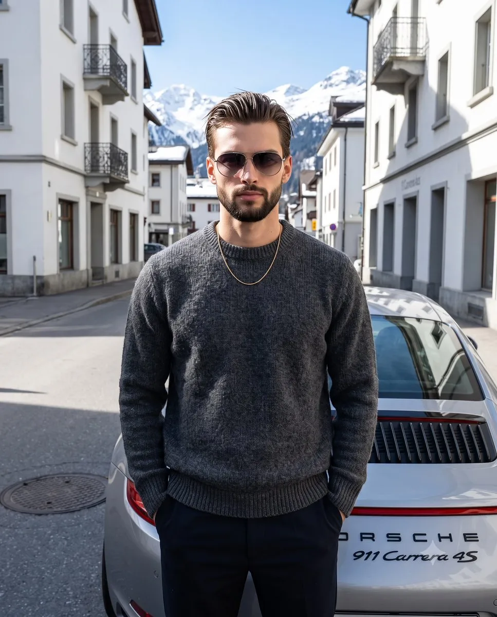 Alpine Luxury: Porsche and Model Portrait
