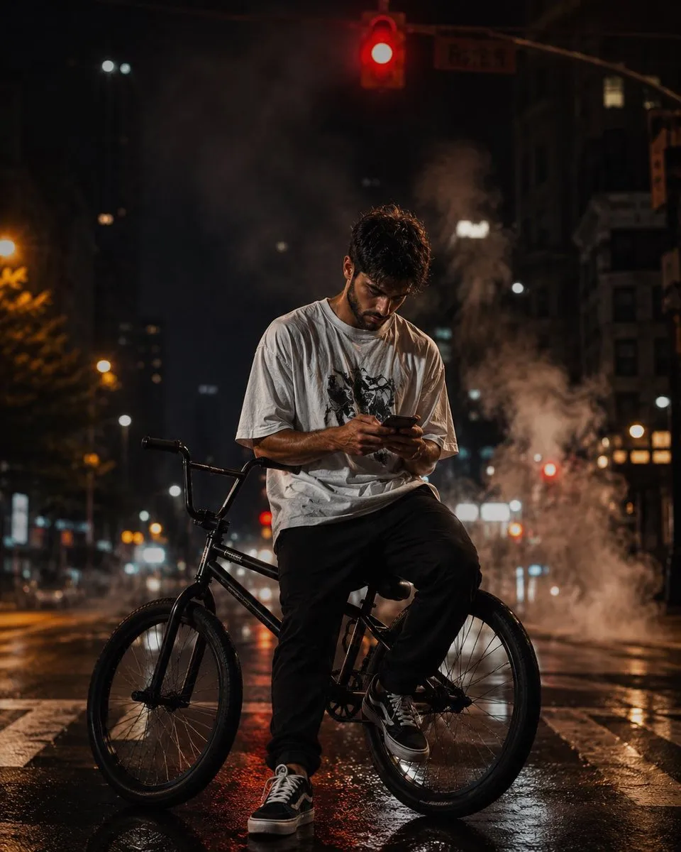 Urban Night: Cyclist in the City