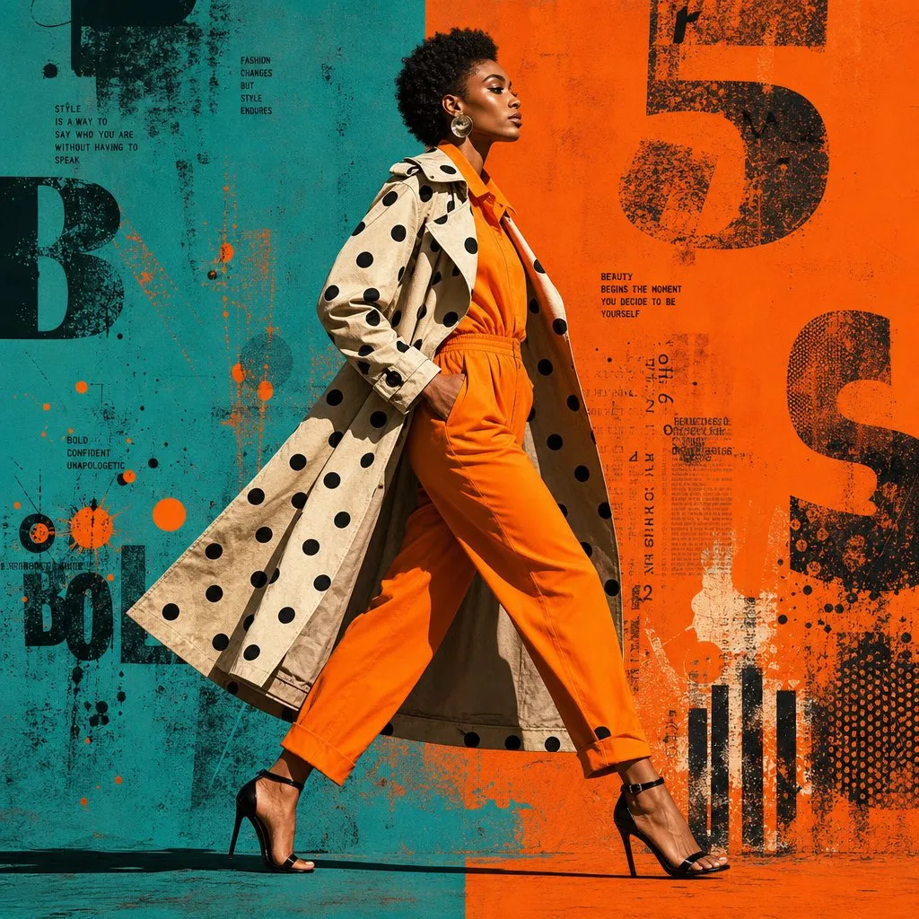 Polka-Dot Trench Coat Fashion Collage