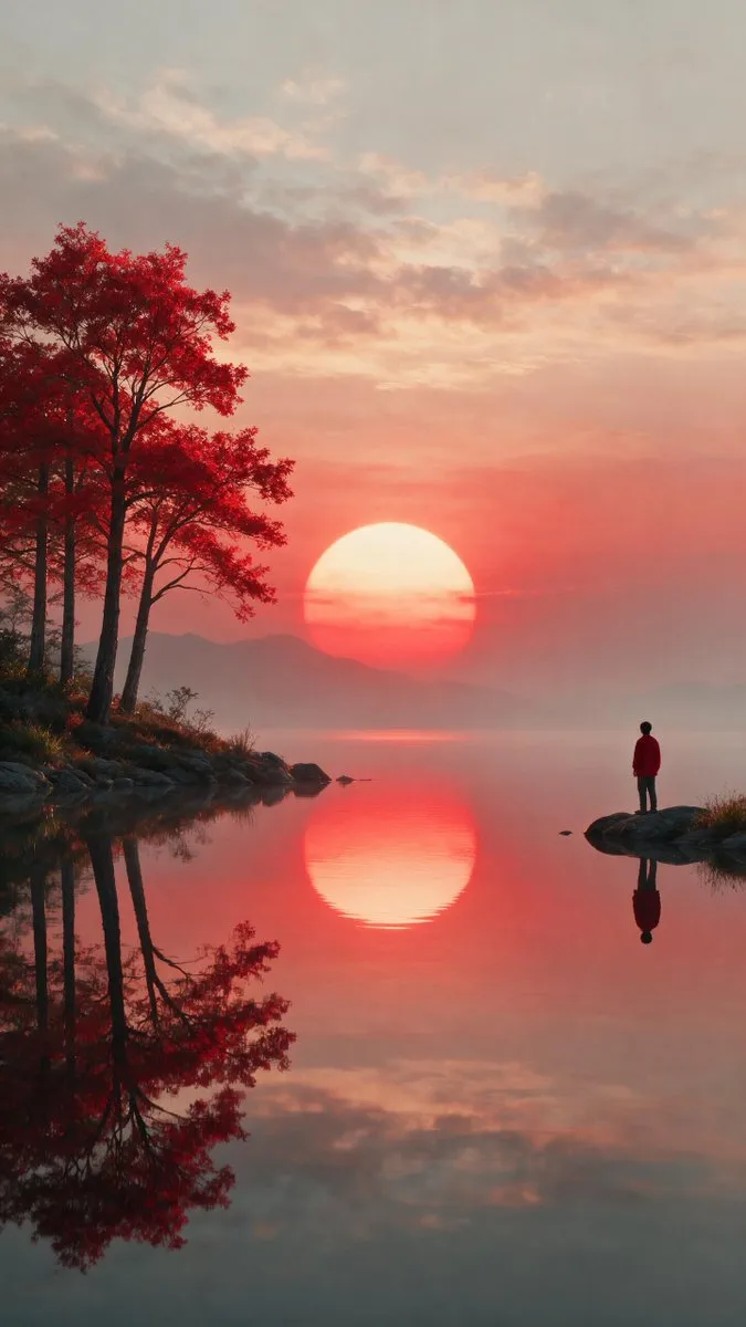 Solitary Figure at Sunset