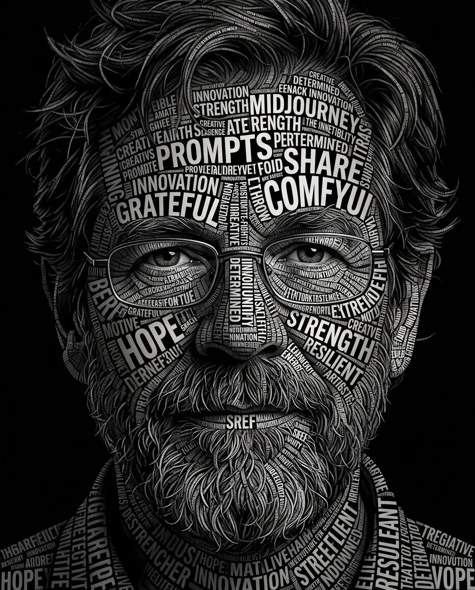 Typographic Portrait with Motivational Words