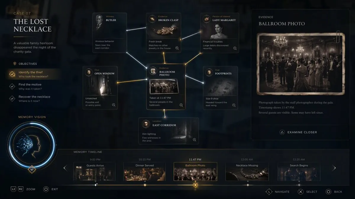 Cinematic Detective Investigation HUD