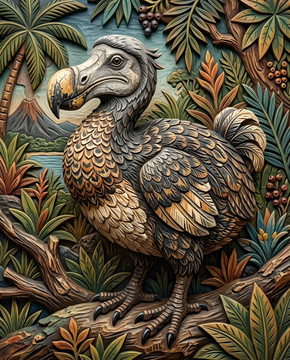 Plumed Dodo in Tropical Foliage
