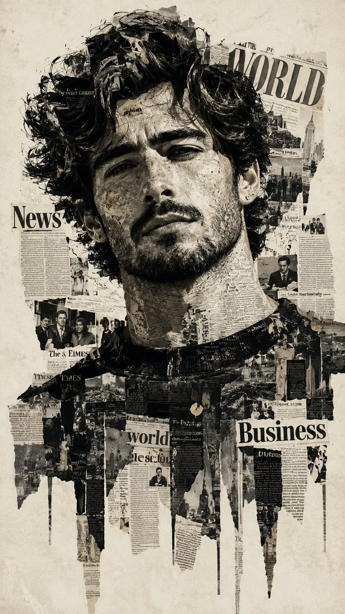 Newspaper Collage Portrait