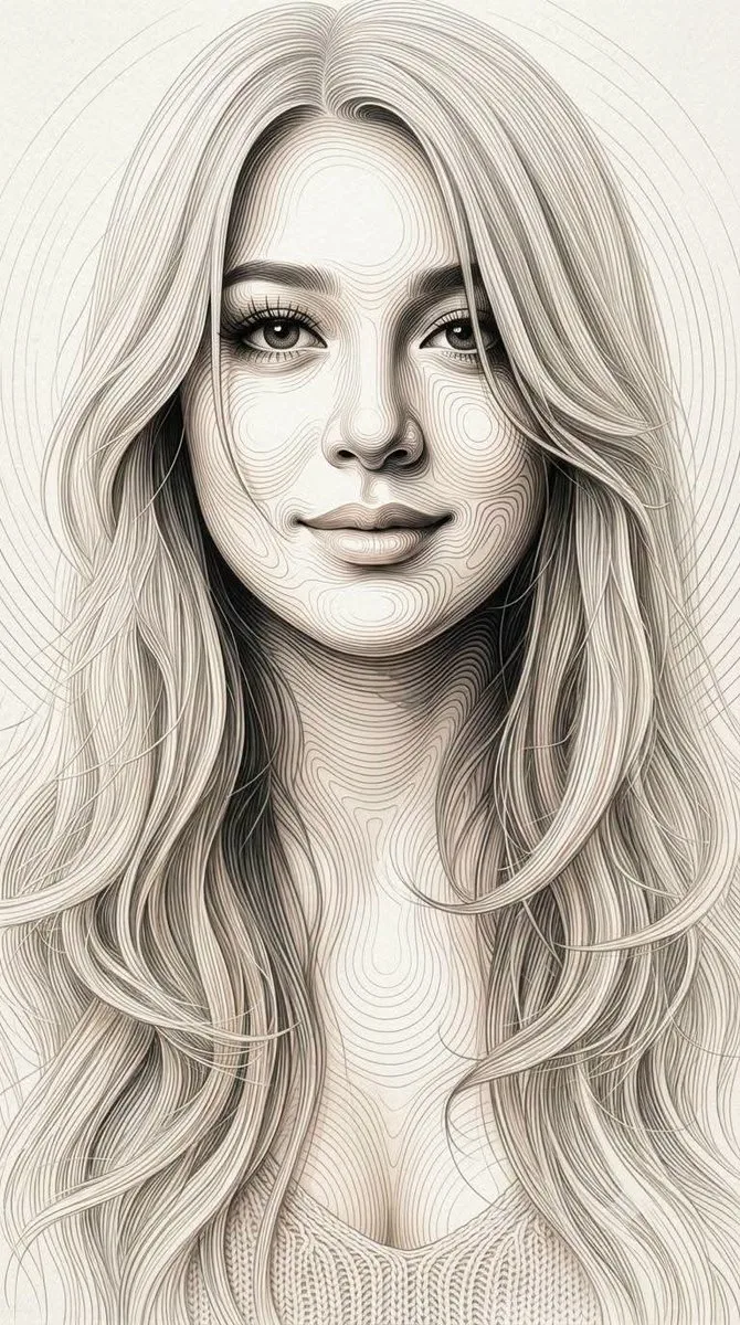 Ethereal Contour-Line Portrait