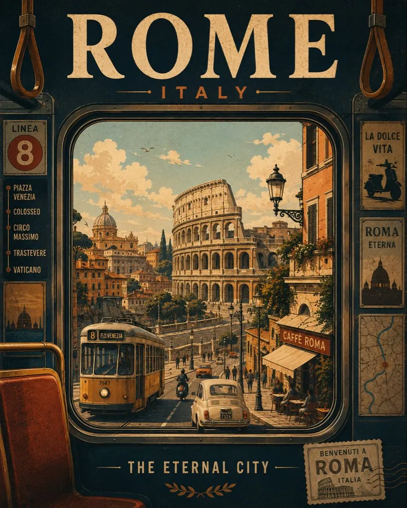 Vintage City Window Travel Poster