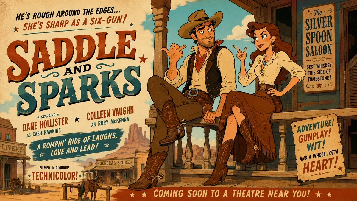 Saddle and Sparks Western Cartoon