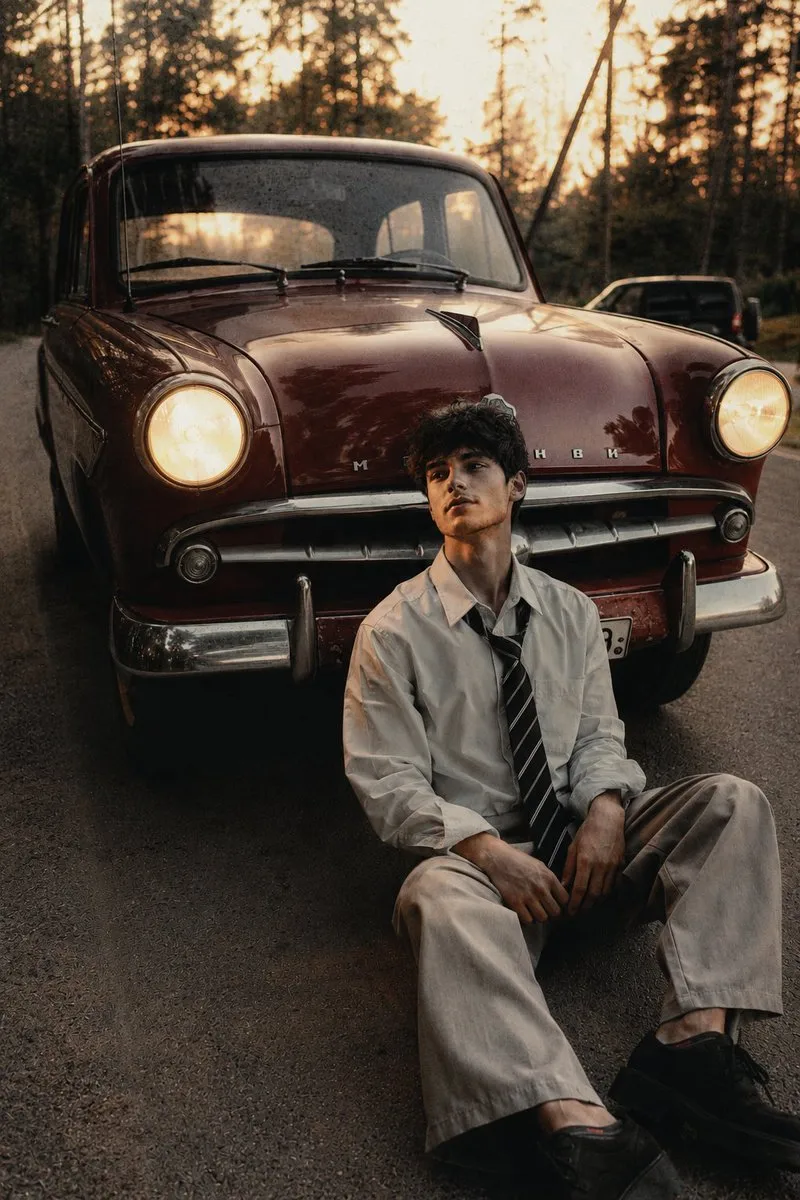 Vintage Sedan Forest Portrait